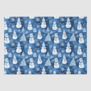 Snowy Snowmen Blue Winter Weihnachtsmuster Seidenpapier