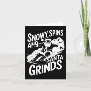 Snowy Spins Santa Grinds Snowboarder Weihnachtsfes Karte
