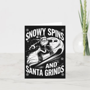 Snowy Spins Santa Grinds Snowboarder Weihnachtsfes Karte