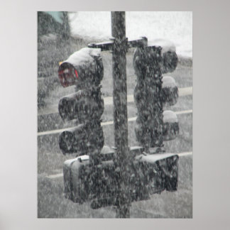 Snowy Stoplight Poster