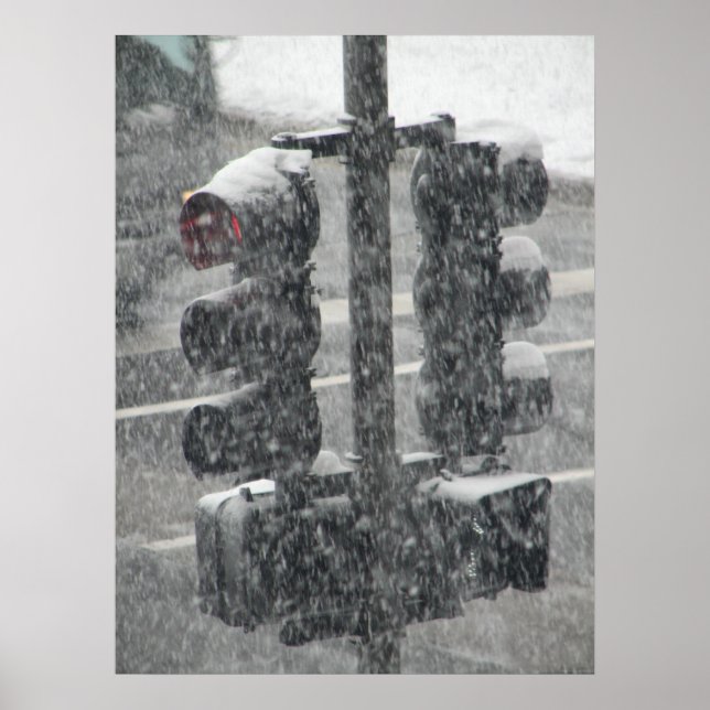 Snowy Stoplight Poster (Vorne)