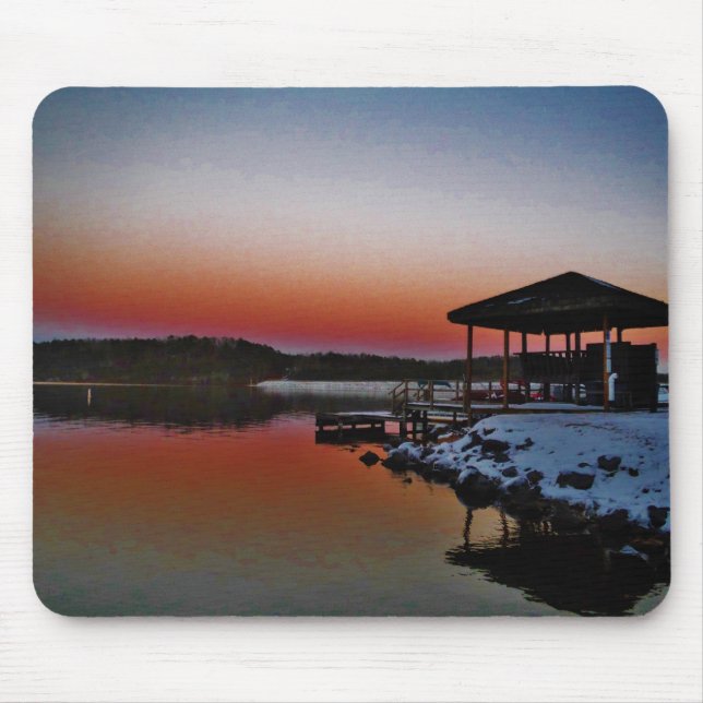 Snowy Sunset am Arrowhad-See Mousepad (Vorne)