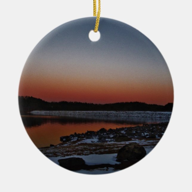 Snowy Sunset at Lake Arrowhead Keramikornament (Vorne)