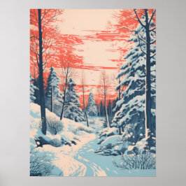 Snowy Sunset Serenity Poster