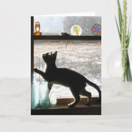 Snowy-Tageskätzchen-Gruß-Karte Feiertagskarte