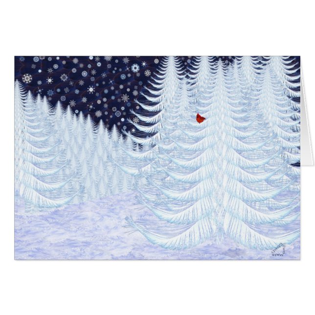 Snowy-Tannen mit rotem Vogel (Vorderseite (Horizontal))