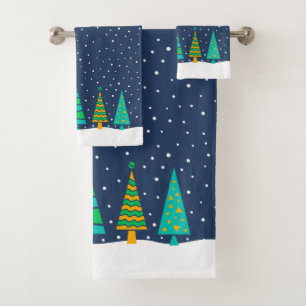 Snowy-Tannenbaum-Bad-Tuch-Set Badhandtuch Set