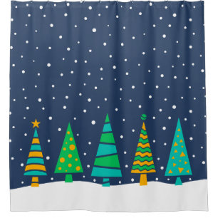 Snowy-Tannenbaum-Duschvorhang Duschvorhang
