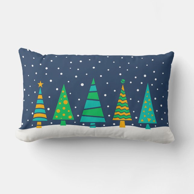 Snowy-Tannenbaum-Kissen Lendenkissen (Vorderseite)