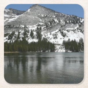 Snowy Tenaya Lake Yosemite National Park Foto Rechteckiger Pappuntersetzer