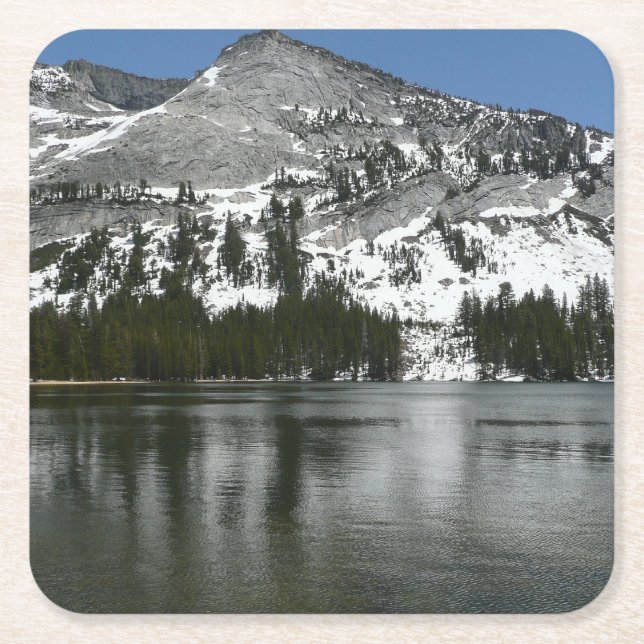 Snowy Tenaya Lake Yosemite National Park Foto Rechteckiger Pappuntersetzer (Vorderseite)