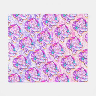 Snowy Tiger Niedlich Neon Kidcore Fleecedecke