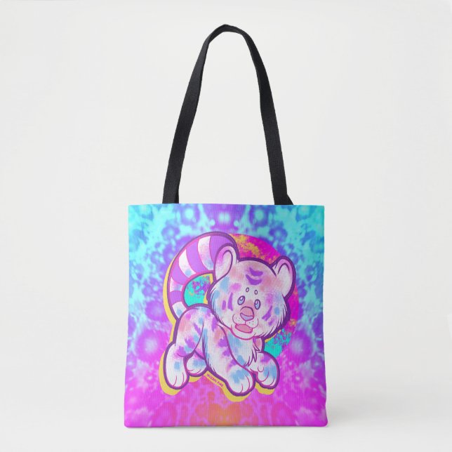 Snowy Tiger Niedlich Neon Kidcore Tasche (Vorderseite)