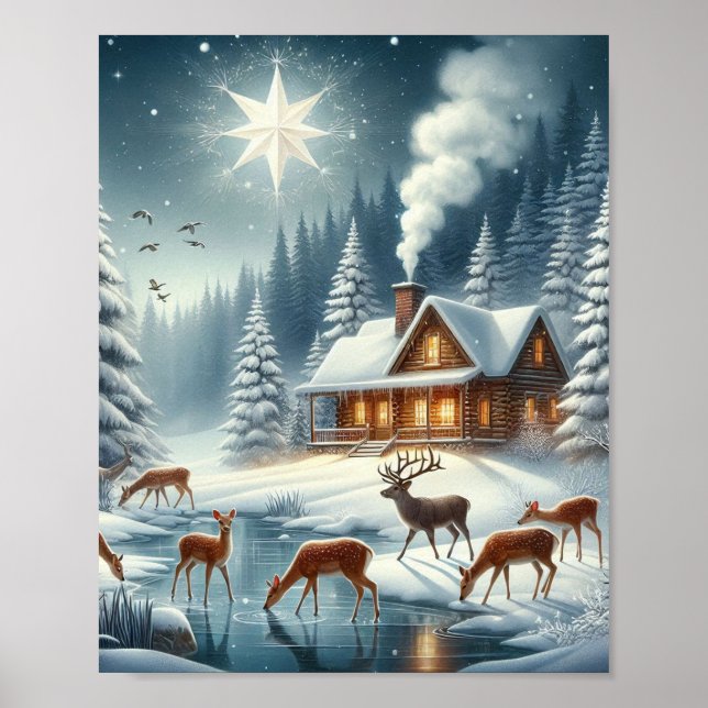 Snowy Town Under the Starligh Poster (Vorne)