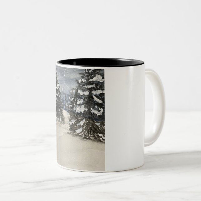 Snowy Tree Classic Tasse, 11 oz Zweifarbige Tasse (VorderseiteRechts)