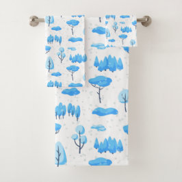 Snowy Trees Badhandtuch Set