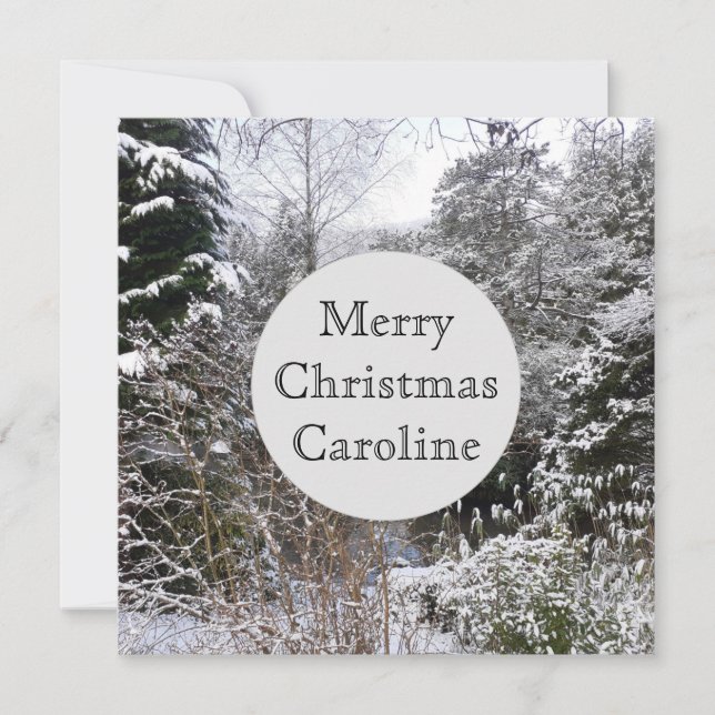 Snowy Trees Flat Christmas Card Karte (Vorderseite)