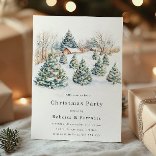 Snowy Trees Office Corporate Weihnachtsfest Party Einladung