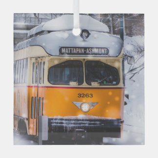 Snowy Trolley Ride Glasschmuck Ornament Aus Glas