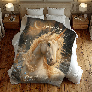 Snowy Unicorn Inspirational Winter Fantasy Fleecedecke