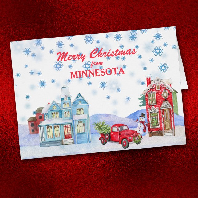 Snowy Village aus Minnesota Weihnachtskarte (Von Creator hochgeladen)