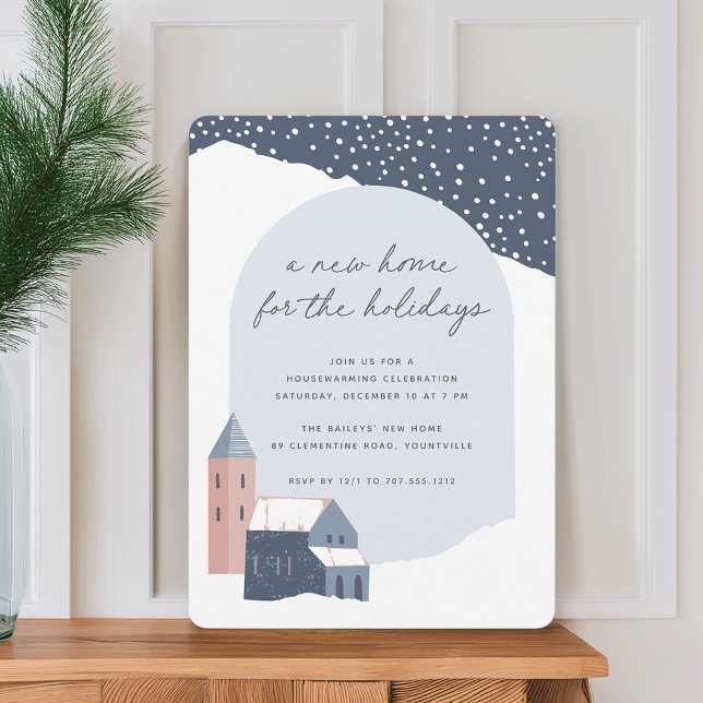 Snowy Village Holiday Housewarming Party Einladung (Von Creator hochgeladen)