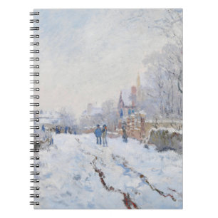 Snowy Village Street Winter Impressionist Notebook Notizblock