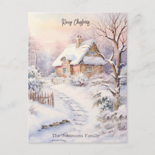 Snowy Village Weihnachtsfest Party Postkarte (Vorderseite)