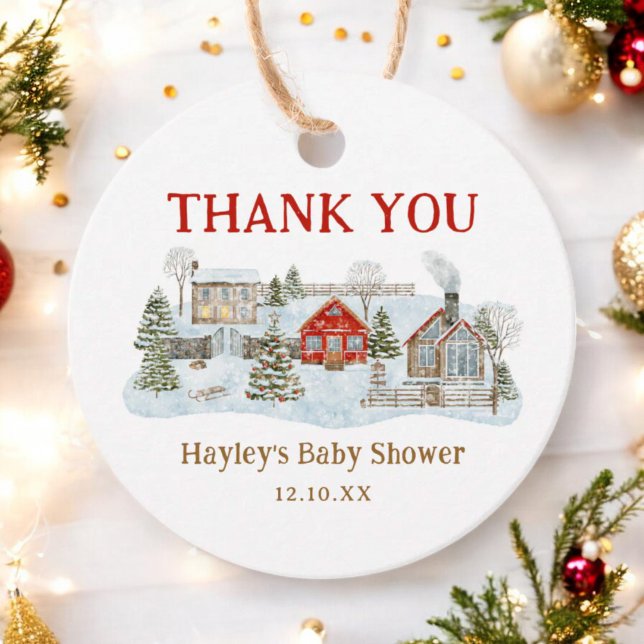 Snowy Village Winterurlaub Danke Geschenkanhänger (Von Creator hochgeladen)