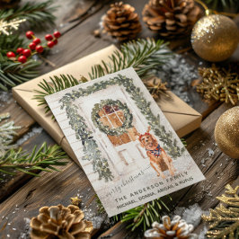 Snowy Vintag Golden Retriever Wasserfarbe Postkarte