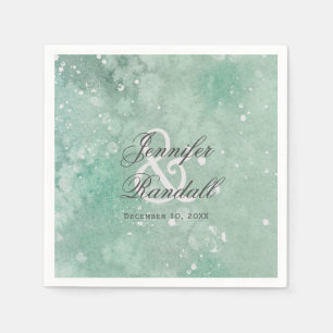 Snowy Watercolor Moderne Winterhochzeit Serviette