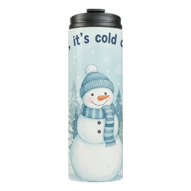 Snowy Watercolor Serenity Thermosbecher (Vorderseite)