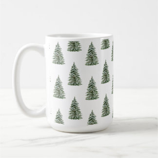 Snowy Watercolor Weihnachtsbaummuster Kaffeetasse