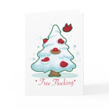 Snowy-Weihnachtsbaum mit Vögeln