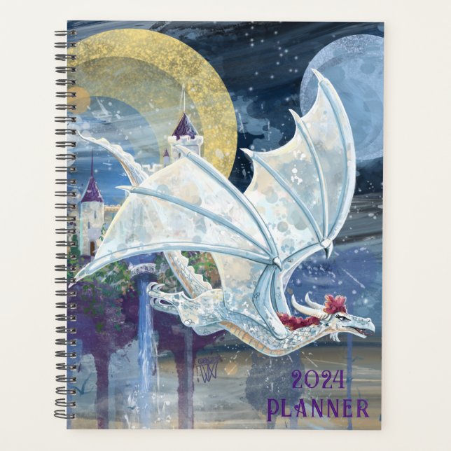 Snowy White Dragon Guardian Planner Planer (Vorderseite)