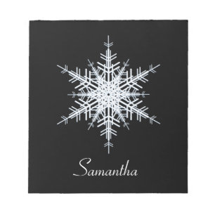 Snowy White Snowflake Notepad Notizblock