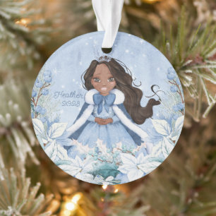 Snowy Winter African American Princess Ornament