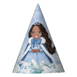 Snowy Winter African American Princess Partyhütchen