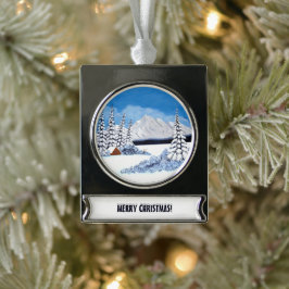 Snowy Winter Banner-Ornament Silber