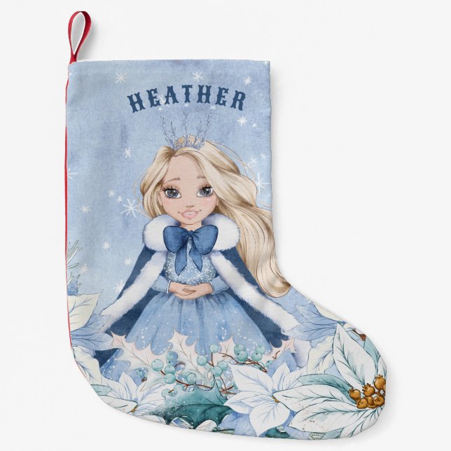 Snowy Winter Blonde Princess Kleiner Weihnachtsstrumpf (Vorderseite)