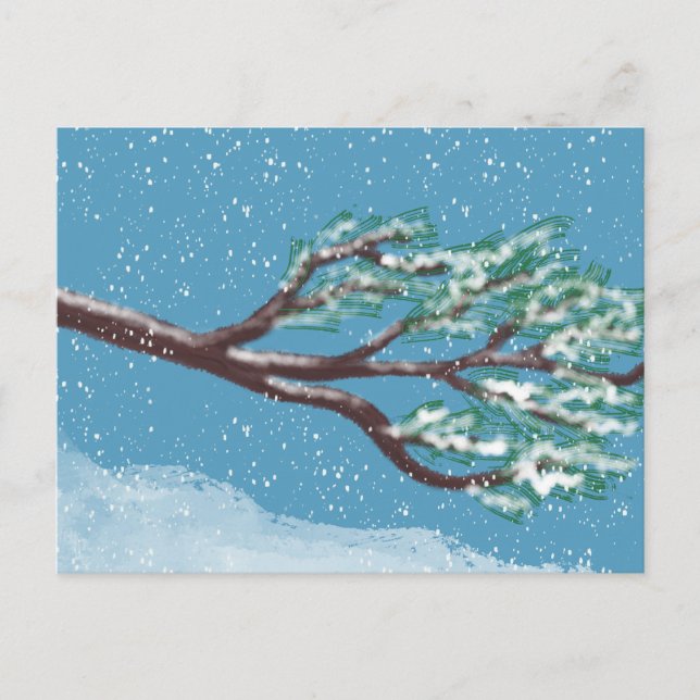 Snowy Winter Branches Hand-Drawn Postkarte (Vorderseite)