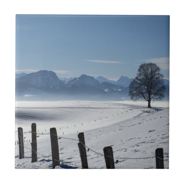 Snowy Winter Countryside Landscape Fliese (Vorderseite)