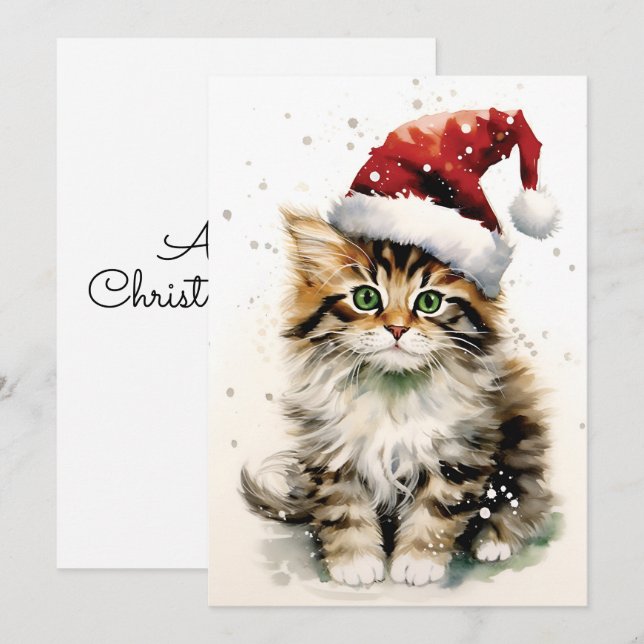 Snowy Winter day Cat Christmas Feiertagskarte (Vorne/Hinten)
