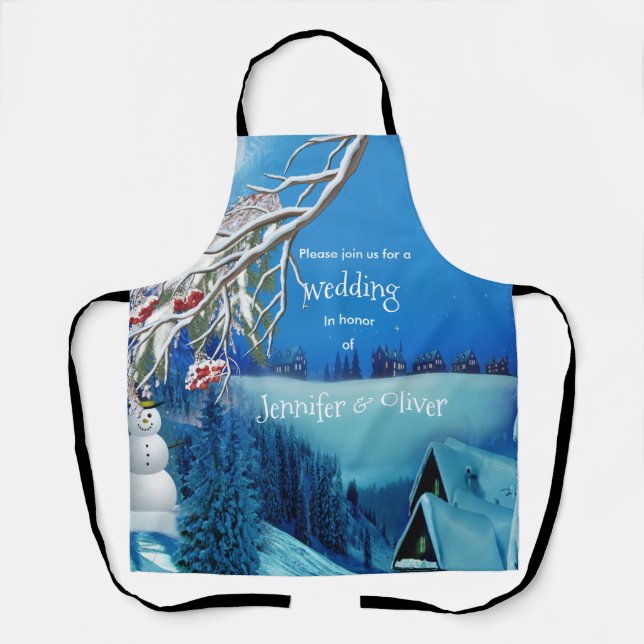 Snowy Winter Fantasy All in One Wedite Einladung Schürze (Vorderseite)