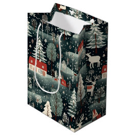 Snowy Winter Farmhouse  Mittlere Geschenktüte