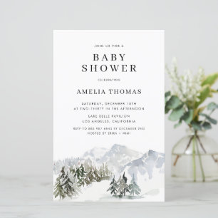 Snowy Winter Forest Baby Shower Einladung