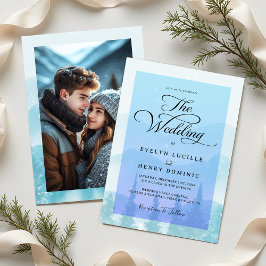 Snowy Winter Forest Elegantes Foto Hochzeit Einladung