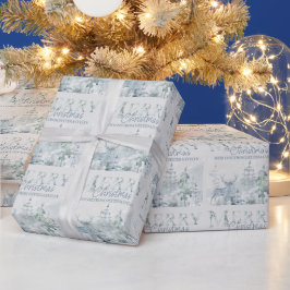Snowy Winter Forest Stag Personalisiert Weihnachte Geschenkpapier