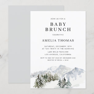 Snowy Winter Forest Woodland Babydusche Einladung