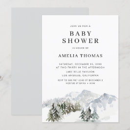 Snowy Winter Forest Woodland Babydusche Einladung